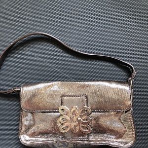 Kate Spade silver suede mini bag mint condition